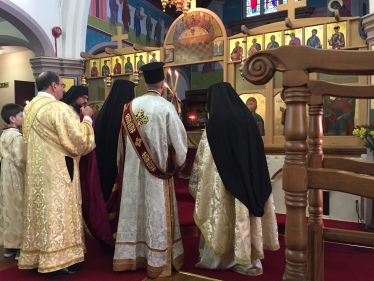 Sir David visited a local Greek Orthodox Church to celebrate its patron saints feast day